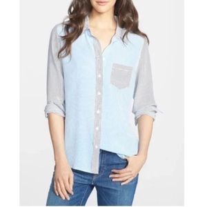 Equipment NWT Brett Shirt in Klein Blue/Black Stripe Size L